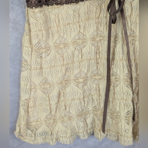 Seventeen Fashion 1X Sleeveless Lace Blouse Tan/Brown With Ribbon Y2K - Picture 3 of 11